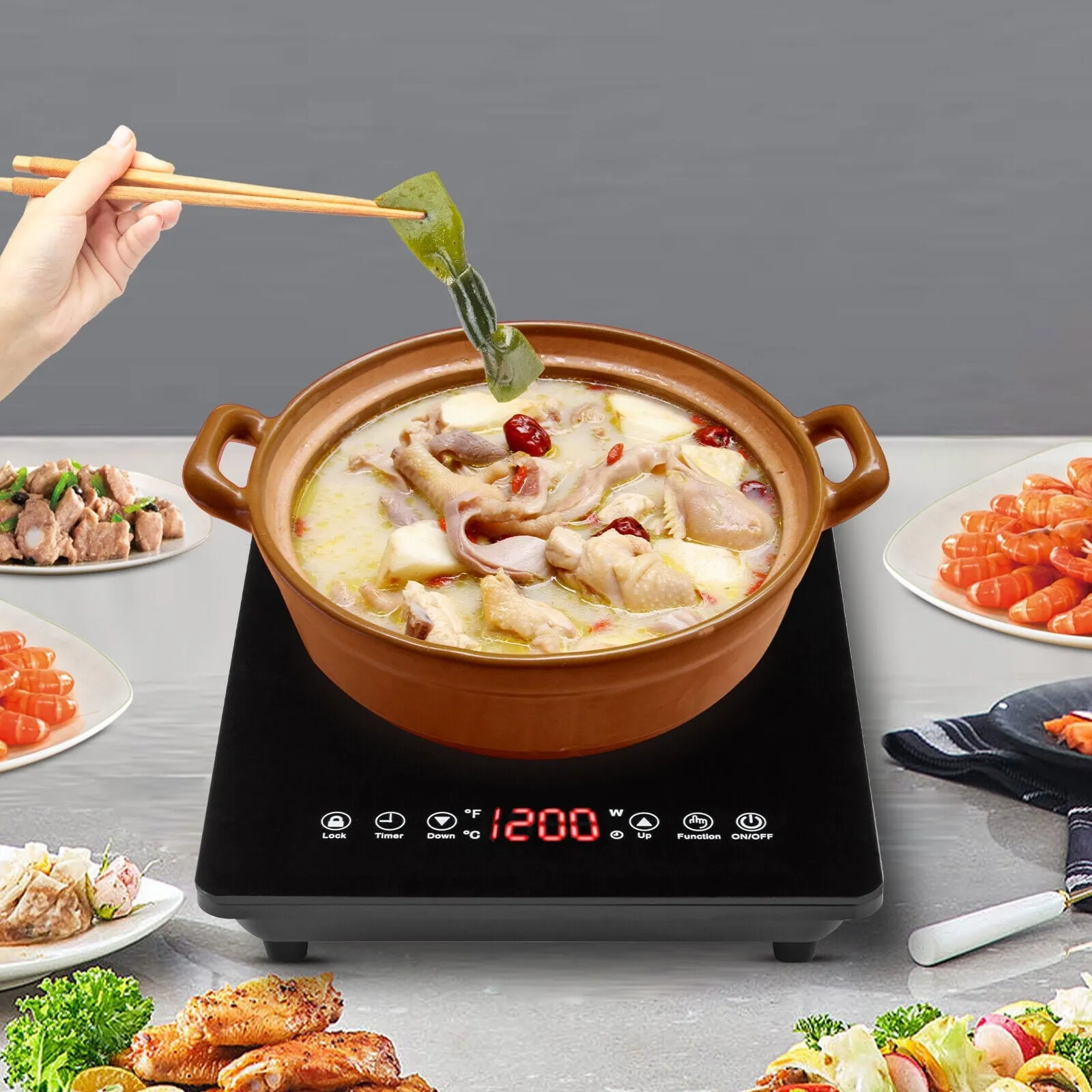 1800W Portable Digital Electric Induction Cooktop Countertop Stove Burner Cooker