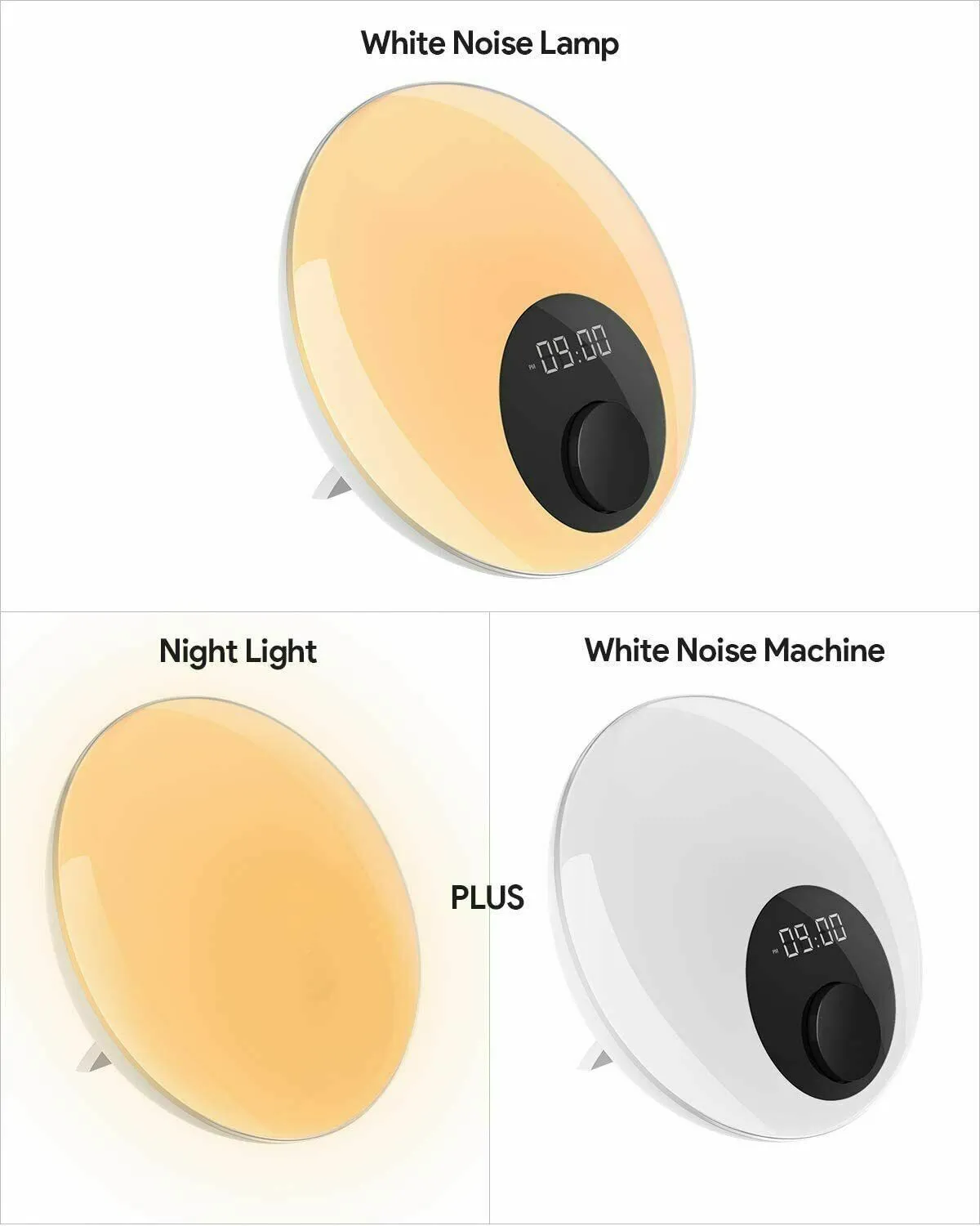 2-in-1 Sleep Therapy Lamp with Non-Looping Natural & White Noise Sounds   LED Lighting