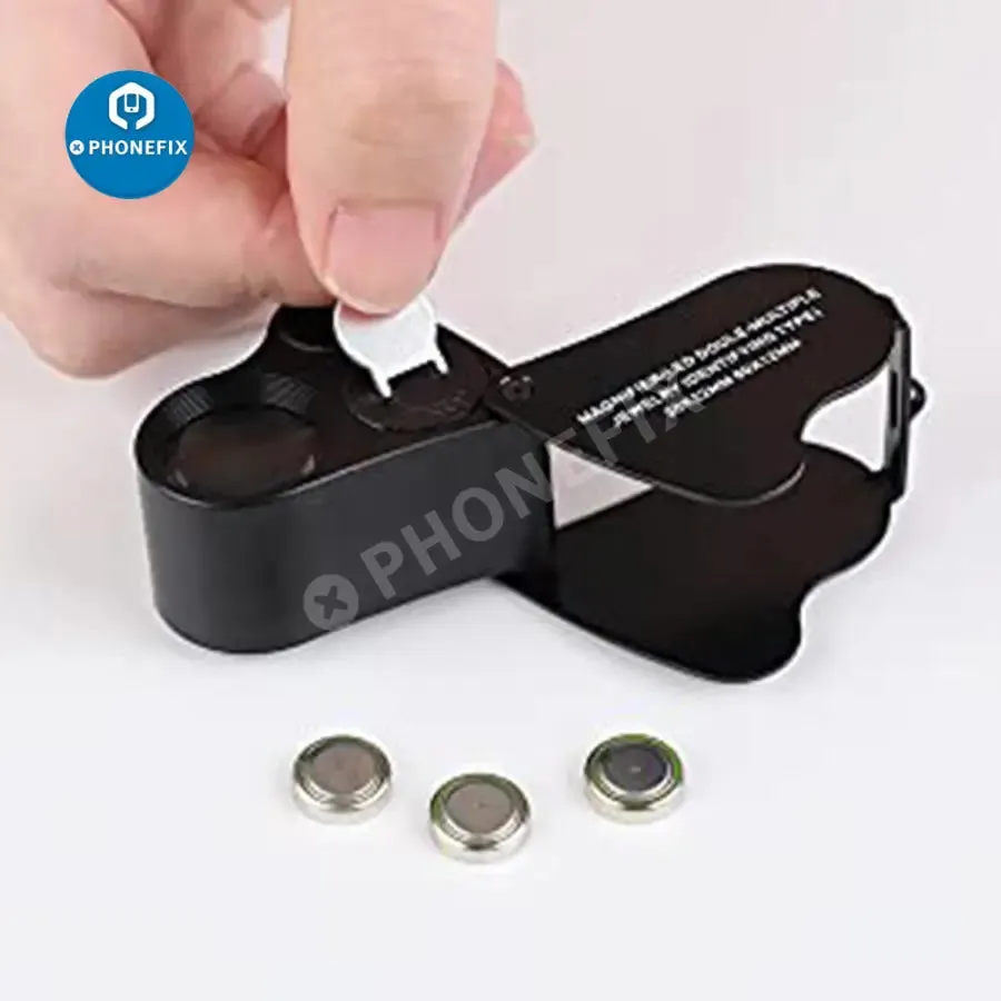 30X-60X Foldable Jewelry Magnifier With LED Light Repair Assist Tool