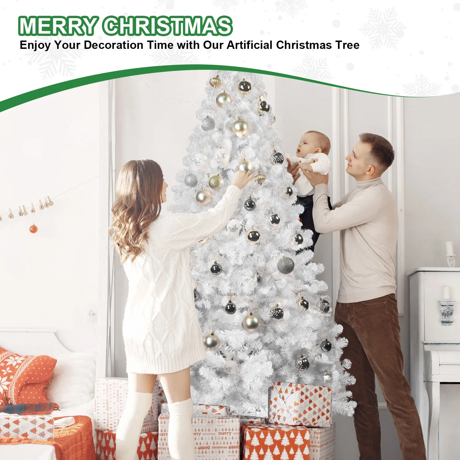 6ft PVC White Christmas Tree ,Environmentally Friendly Fireproof Artificial Christmas Tree