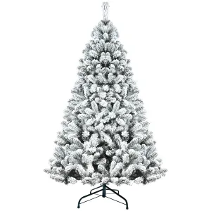 8ft PVC Flocking Hinged Tree Environmentally Friendly Fireproof Artificial Christmas Flocked Tree