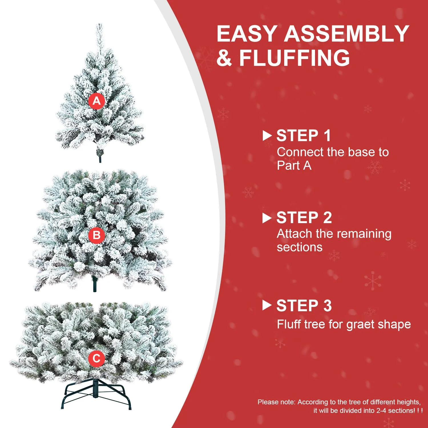 8ft PVC Flocking Hinged Tree Environmentally Friendly Fireproof Artificial Christmas Flocked Tree