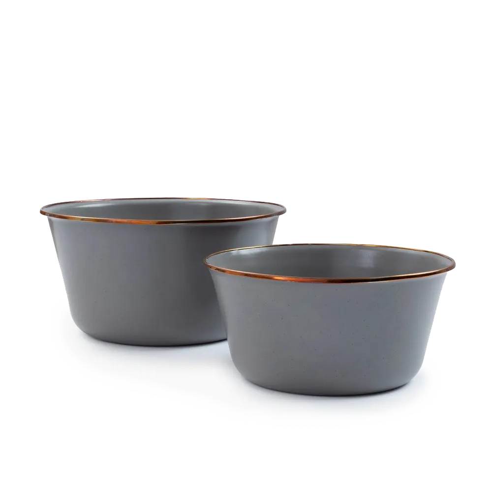 Barebones Enamel Mixing Bowl Slate - set of 2