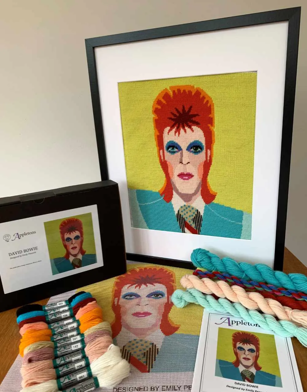 Bowie Needlepoint Printed Canvas Kit, Emily Peacock