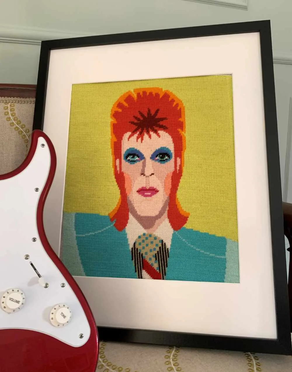 Bowie Needlepoint Printed Canvas Kit, Emily Peacock