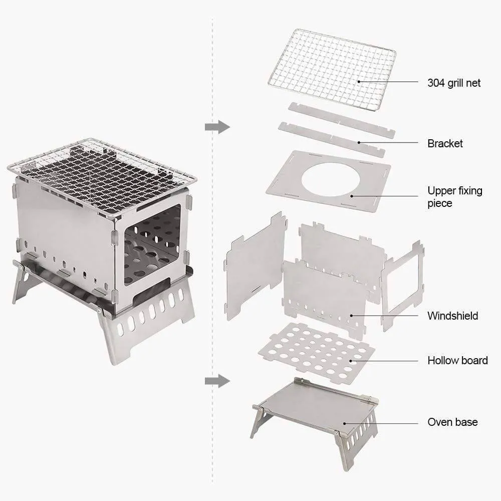 Camping BBQ Grill Wood Stove