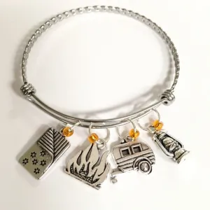 Charm bracelet: Camper girl theme/ Camping joy!