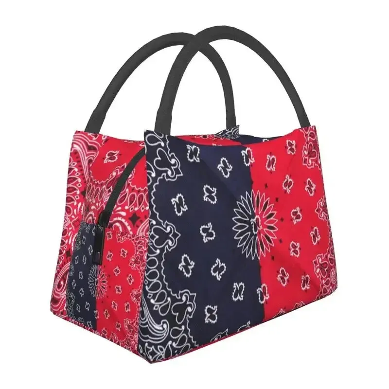 Custom Classic Paisley Bandana Pattern Lunch Bag Women Thermal Cooler Insulated Lunch Box for Picnic Camping Work Travel