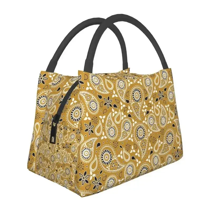 Custom Classic Paisley Bandana Pattern Lunch Bag Women Thermal Cooler Insulated Lunch Box for Picnic Camping Work Travel