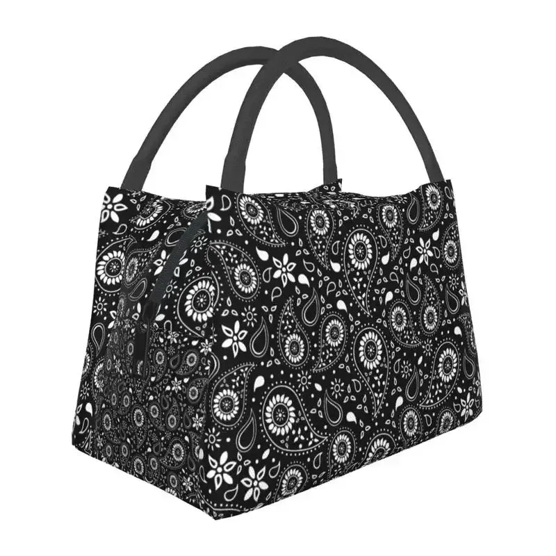 Custom Classic Paisley Bandana Pattern Lunch Bag Women Thermal Cooler Insulated Lunch Box for Picnic Camping Work Travel