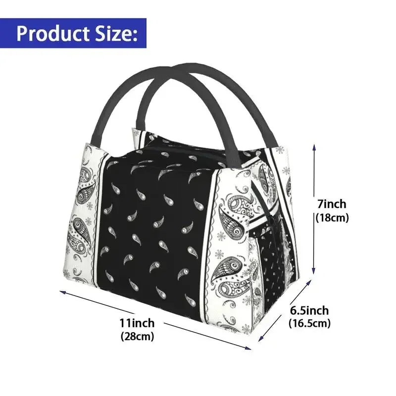 Custom Classic Paisley Bandana Pattern Lunch Bag Women Thermal Cooler Insulated Lunch Box for Picnic Camping Work Travel