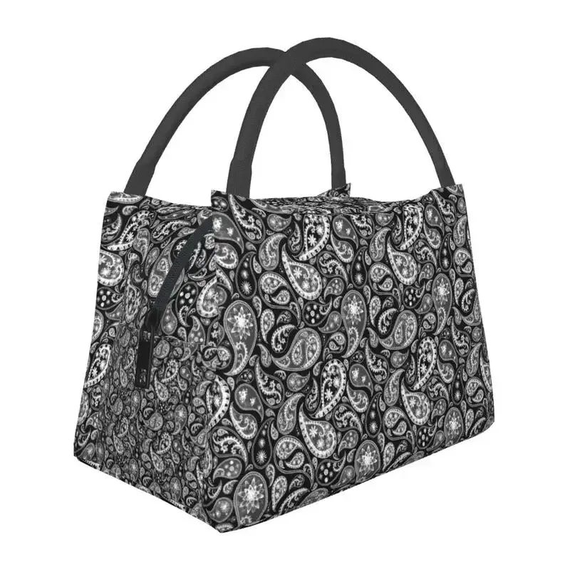 Custom Classic Paisley Bandana Pattern Lunch Bag Women Thermal Cooler Insulated Lunch Box for Picnic Camping Work Travel