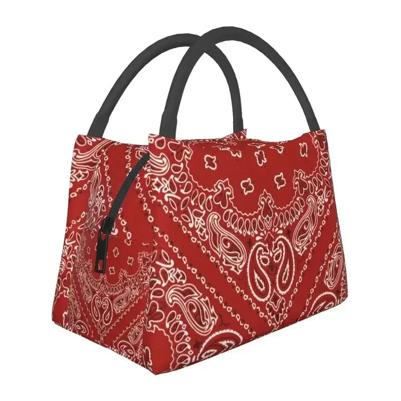 Custom Classic Paisley Bandana Pattern Lunch Bag Women Thermal Cooler Insulated Lunch Box for Picnic Camping Work Travel