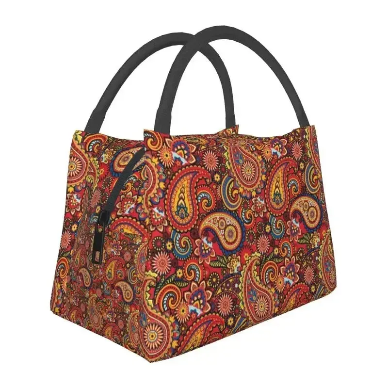 Custom Classic Paisley Bandana Pattern Lunch Bag Women Thermal Cooler Insulated Lunch Box for Picnic Camping Work Travel