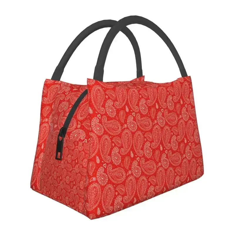 Custom Classic Paisley Bandana Pattern Lunch Bag Women Thermal Cooler Insulated Lunch Box for Picnic Camping Work Travel