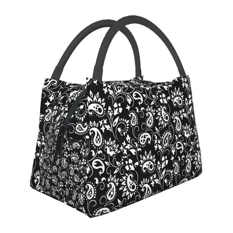 Custom Classic Paisley Bandana Pattern Lunch Bag Women Thermal Cooler Insulated Lunch Box for Picnic Camping Work Travel