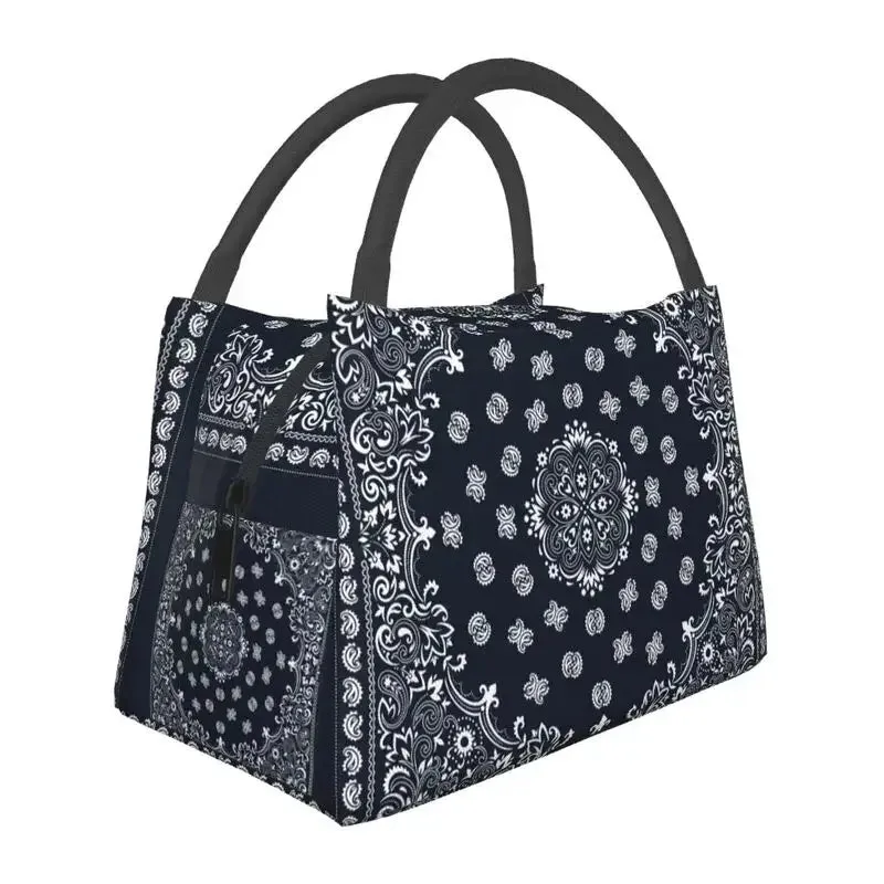 Custom Classic Paisley Bandana Pattern Lunch Bag Women Thermal Cooler Insulated Lunch Box for Picnic Camping Work Travel