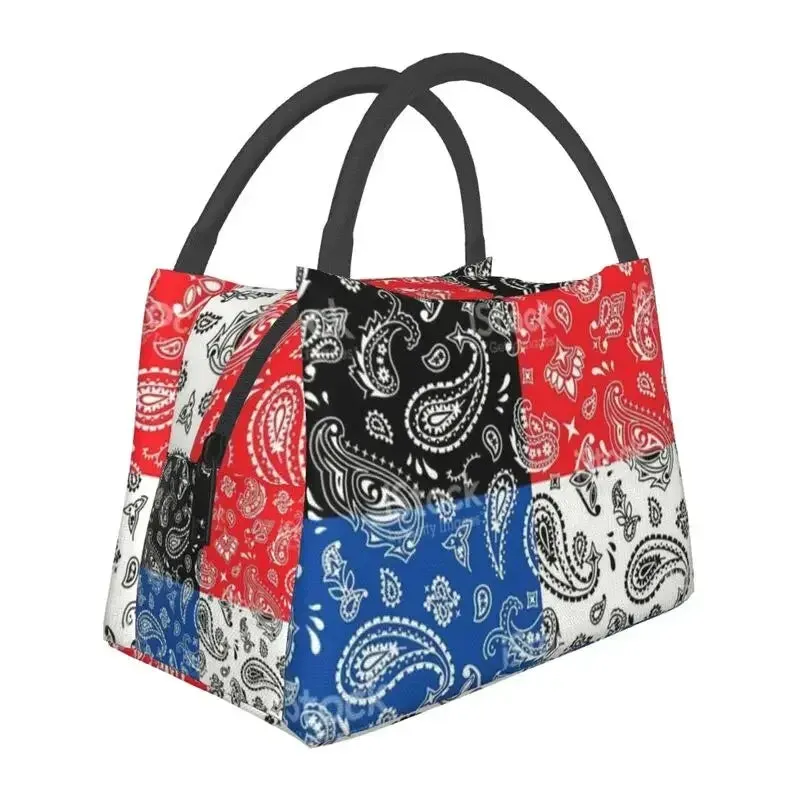 Custom Classic Paisley Bandana Pattern Lunch Bag Women Thermal Cooler Insulated Lunch Box for Picnic Camping Work Travel