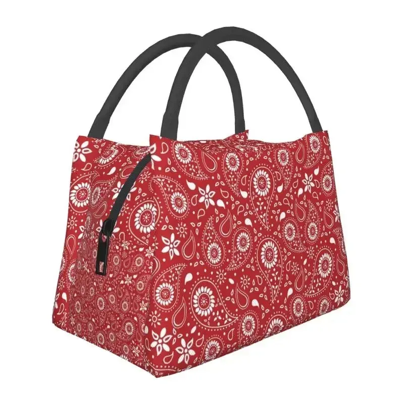 Custom Classic Paisley Bandana Pattern Lunch Bag Women Thermal Cooler Insulated Lunch Box for Picnic Camping Work Travel