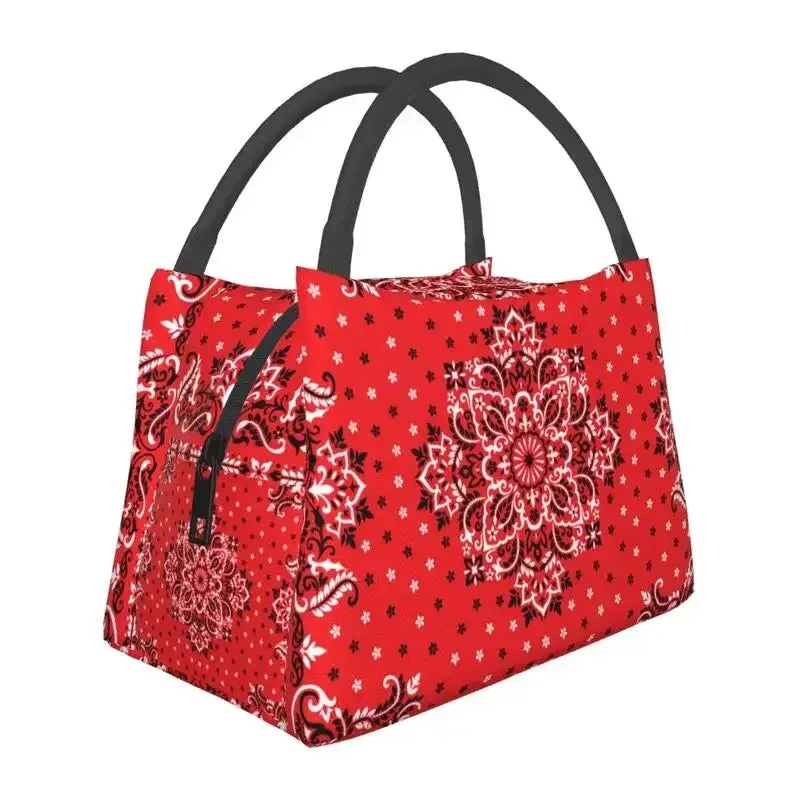 Custom Classic Paisley Bandana Pattern Lunch Bag Women Thermal Cooler Insulated Lunch Box for Picnic Camping Work Travel