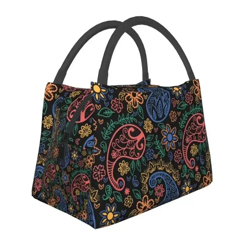 Custom Classic Paisley Bandana Pattern Lunch Bag Women Thermal Cooler Insulated Lunch Box for Picnic Camping Work Travel