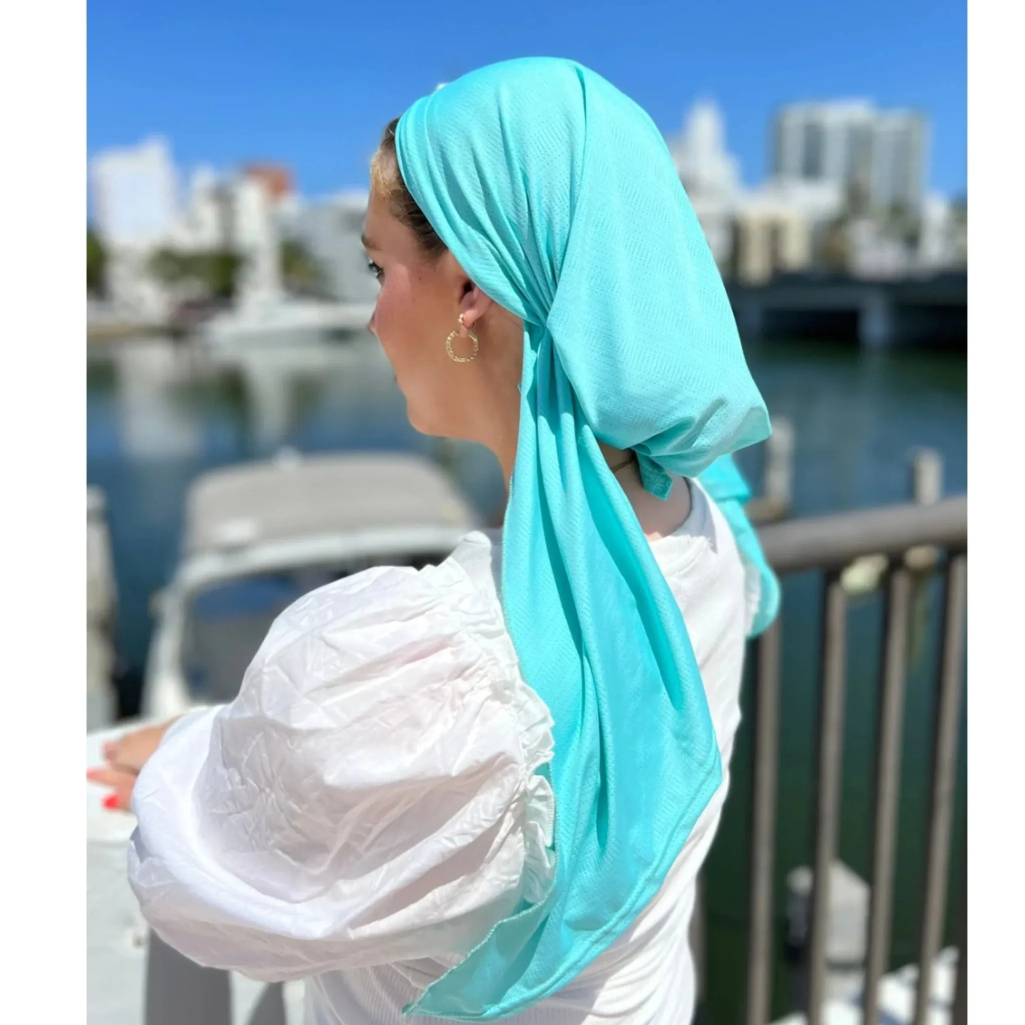 Dri Fit SB (Pretied) Headscarf: Aqua