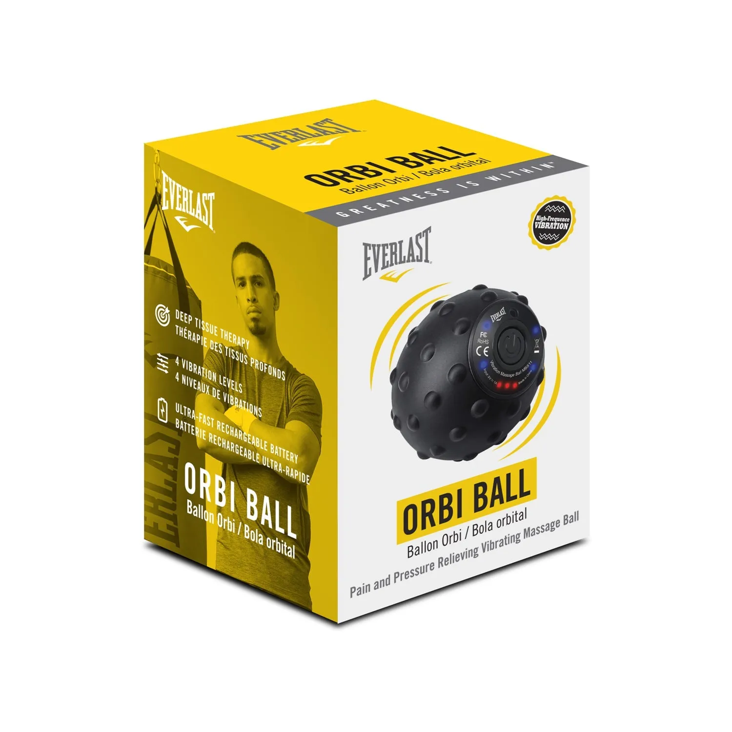 EVERLAST 4-Speed Vibrating Massage Ball-Deep Tissue Trigger Point Therapy Yoga Plantar Fasciitis Mobility