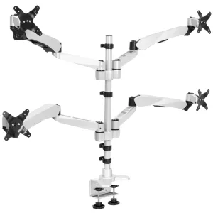 Full Motion Quad Monitor Desk Mount w/ Spring Arms