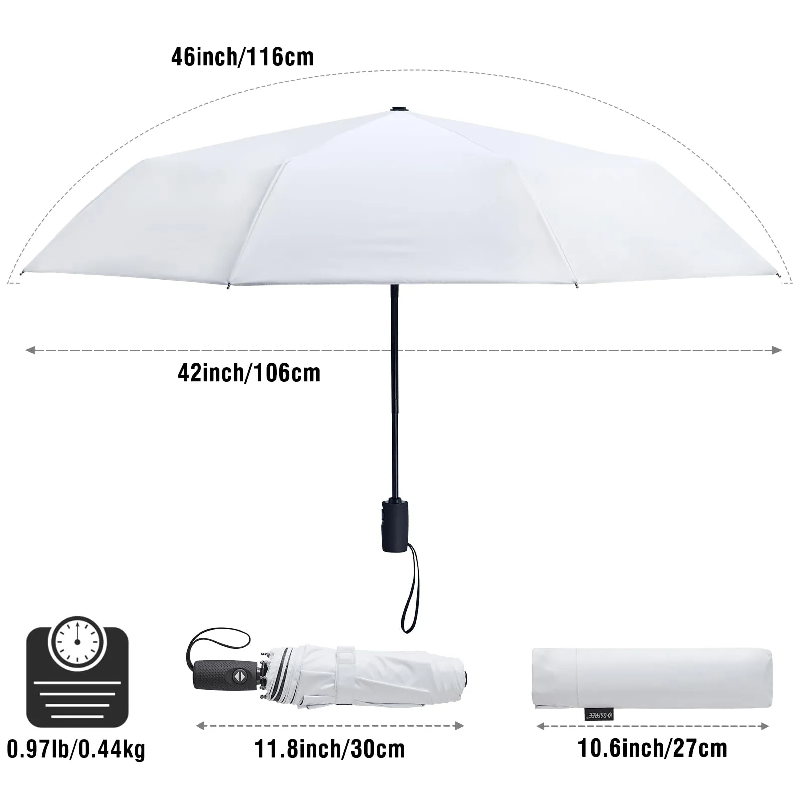 G4Free 46 Inch Auto Open UPF 50  UV Protection Large Travel Umbrella