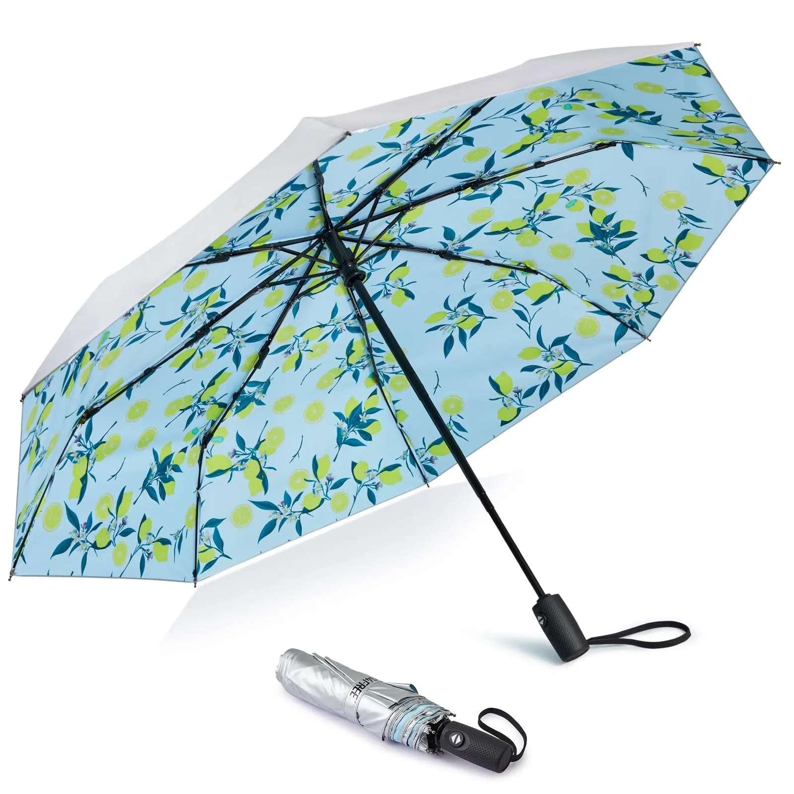 G4Free 46 Inch Auto Open UPF 50  UV Protection Large Travel Umbrella