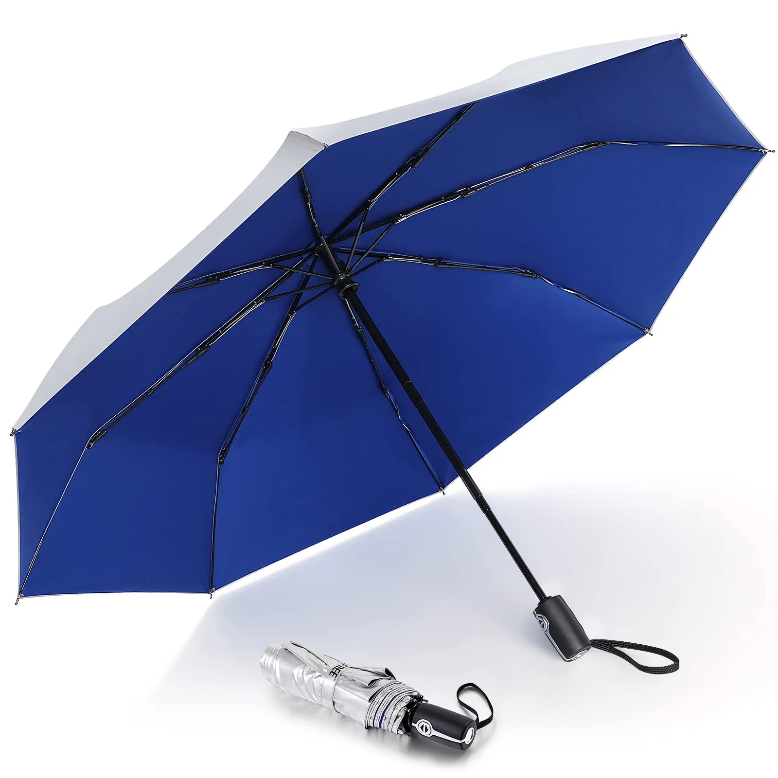 G4Free 46 Inch Auto Open UPF 50  UV Protection Large Travel Umbrella