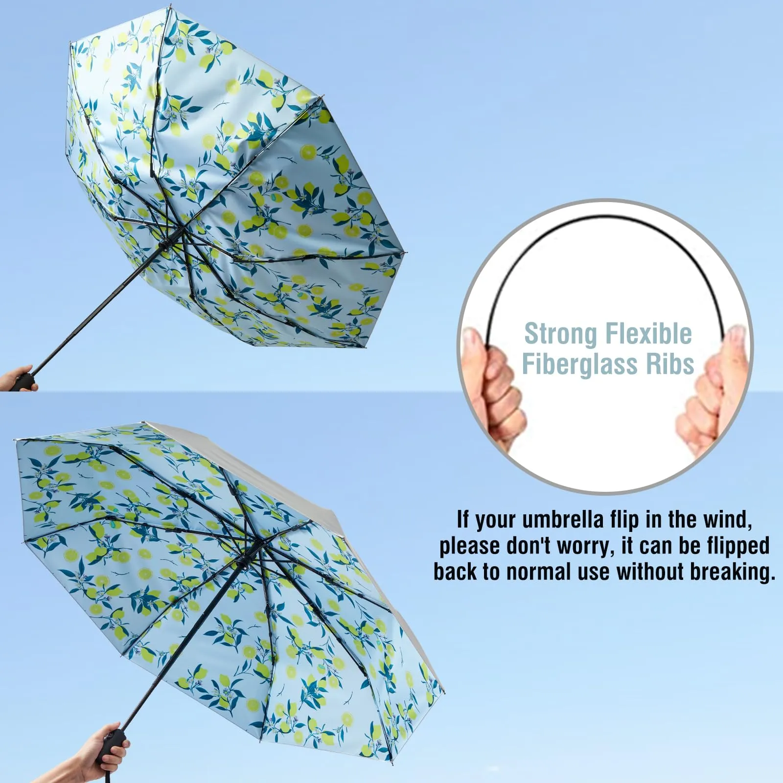 G4Free 46 Inch Auto Open UPF 50  UV Protection Large Travel Umbrella