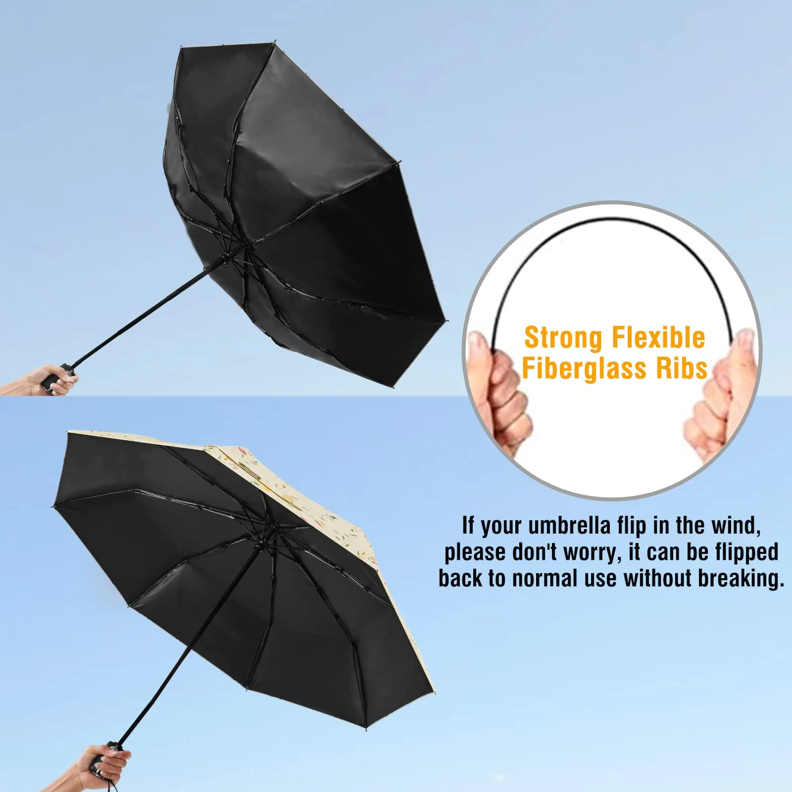 G4Free 46 Inch Auto Open UPF 50  UV Protection Large Travel Umbrella