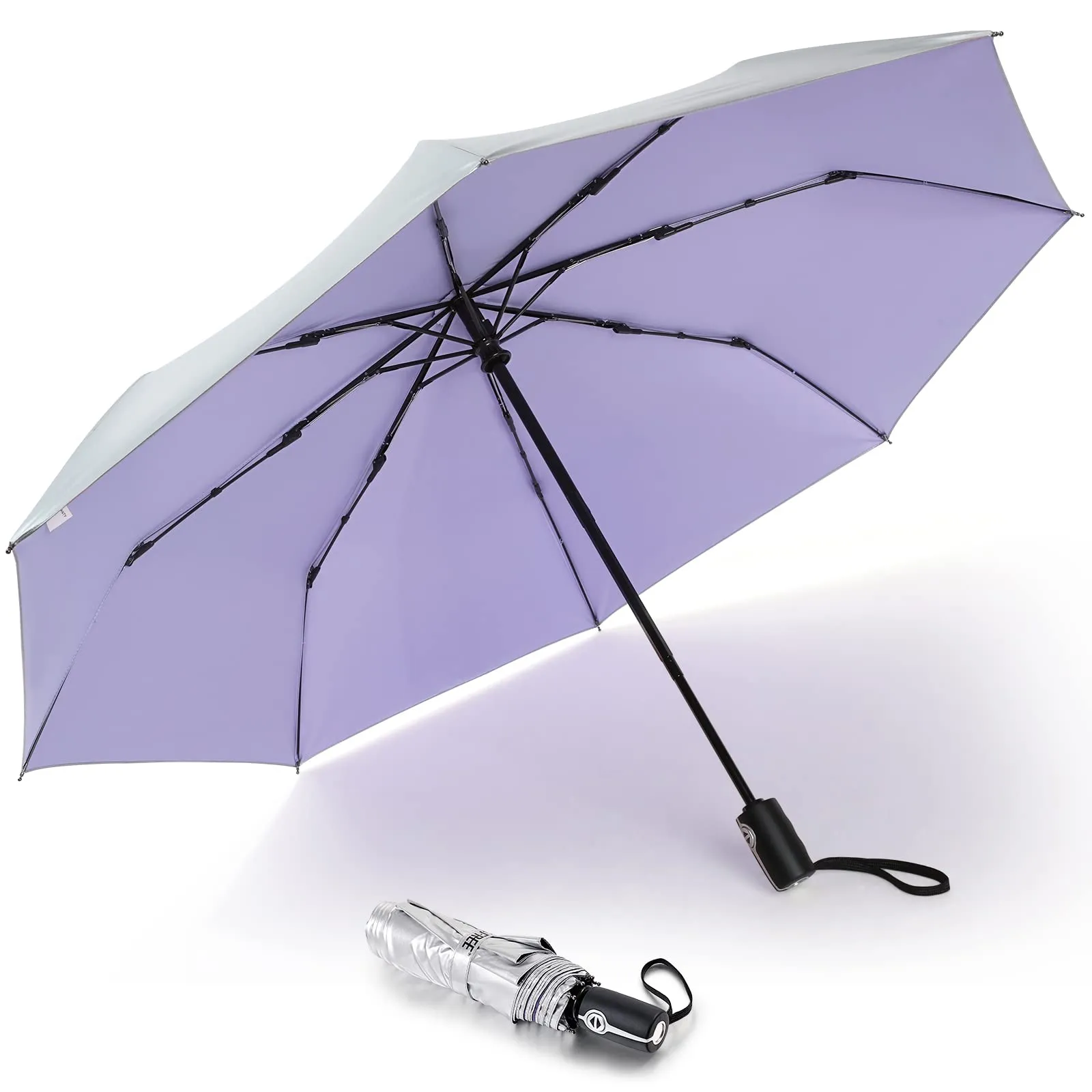 G4Free 46 Inch Auto Open UPF 50  UV Protection Large Travel Umbrella