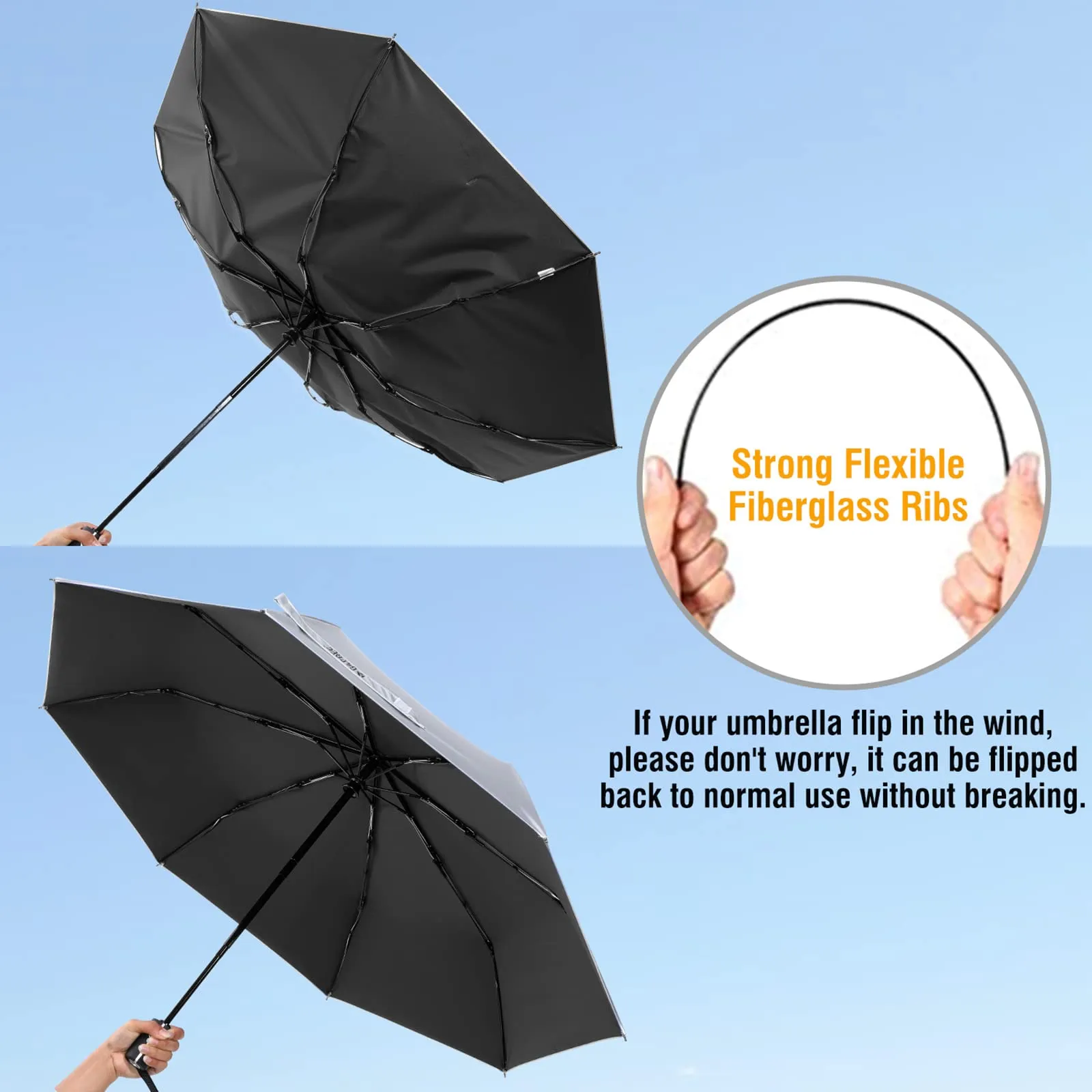 G4Free 46 Inch Auto Open UPF 50  UV Protection Large Travel Umbrella