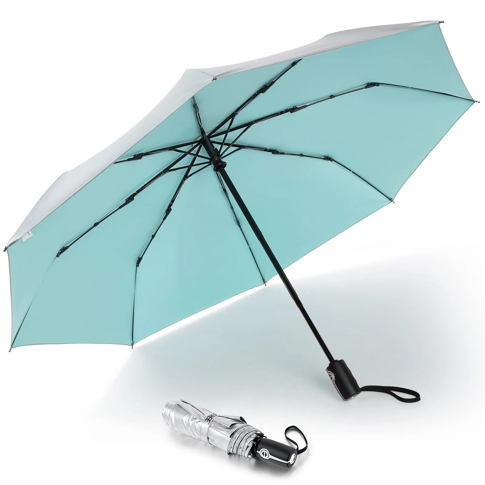 G4Free 46 Inch Auto Open UPF 50  UV Protection Large Travel Umbrella