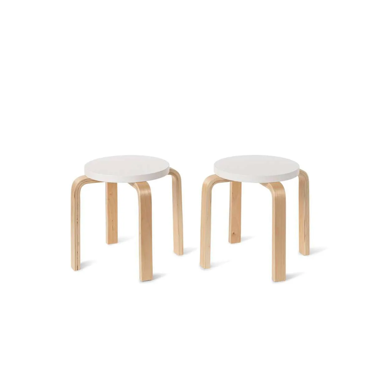 Hudson Kids Stool - Set of 2 - White/Natural