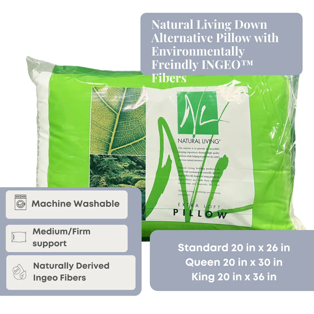 Natural Living Down Alternative Pillow with Environmentally Freindly INGEO™ Fibers