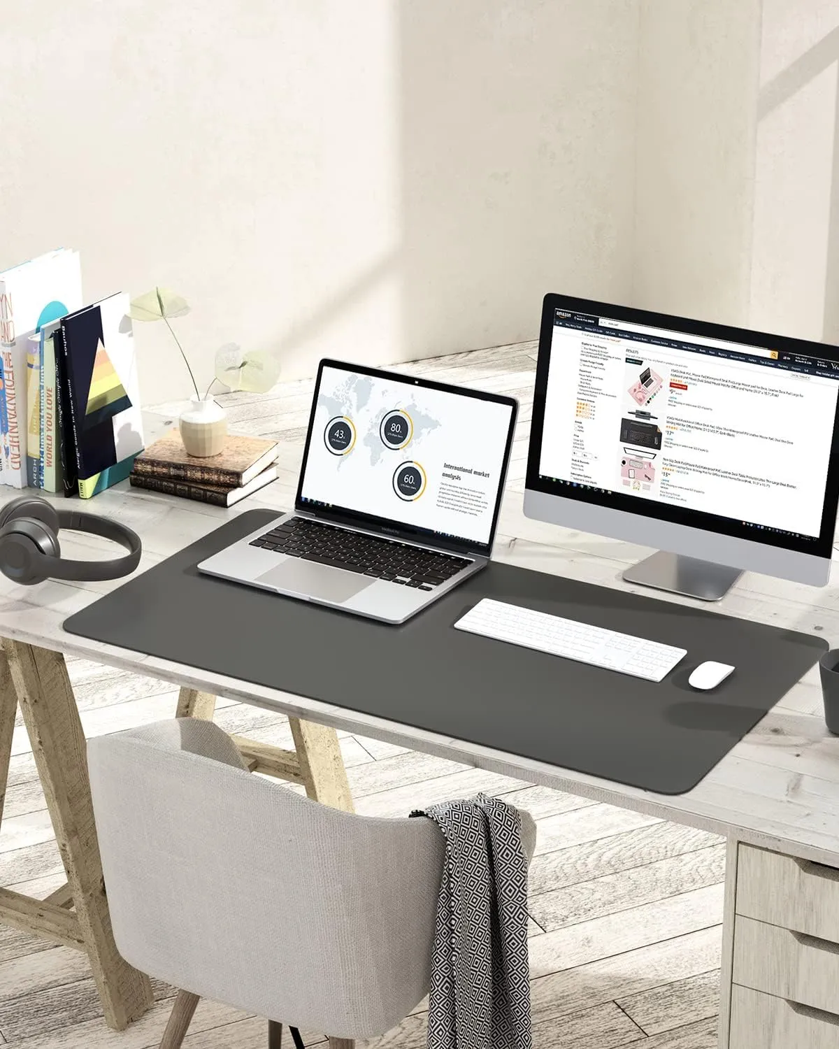 Non-Slip Desk Pad, Waterproof PVC Leather Desk Table Protector