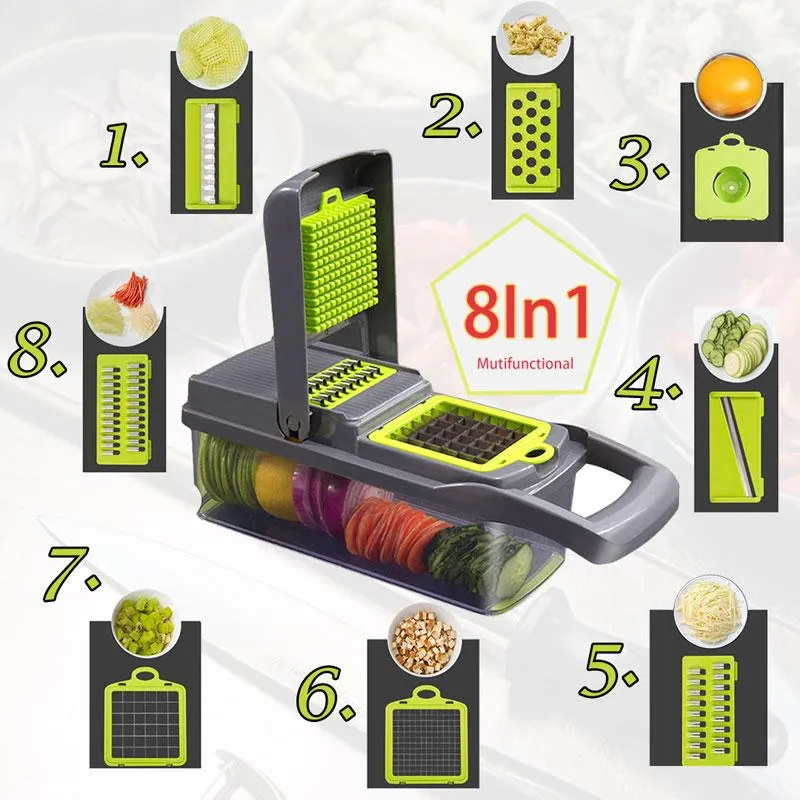 Pro Multifunctional Vegetable Fruits Chopping Potato Slicer Carrot Grater Kitchen Accessories Gadgets Steel Blade Kitchen shredders