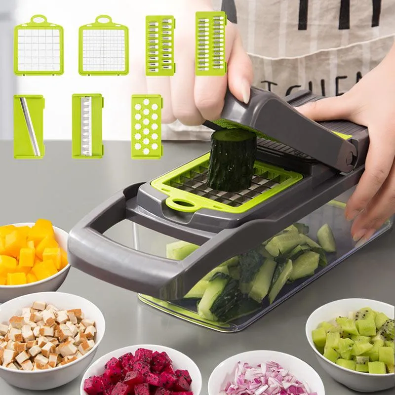 Pro Multifunctional Vegetable Fruits Chopping Potato Slicer Carrot Grater Kitchen Accessories Gadgets Steel Blade Kitchen shredders