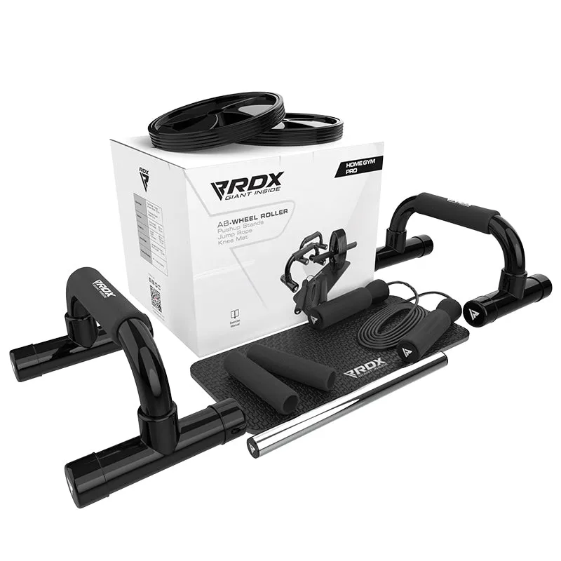 RDX 1B 4-in1 Ab Roller with Push-Up Bar, Skipping Rope & Knee Pad Set