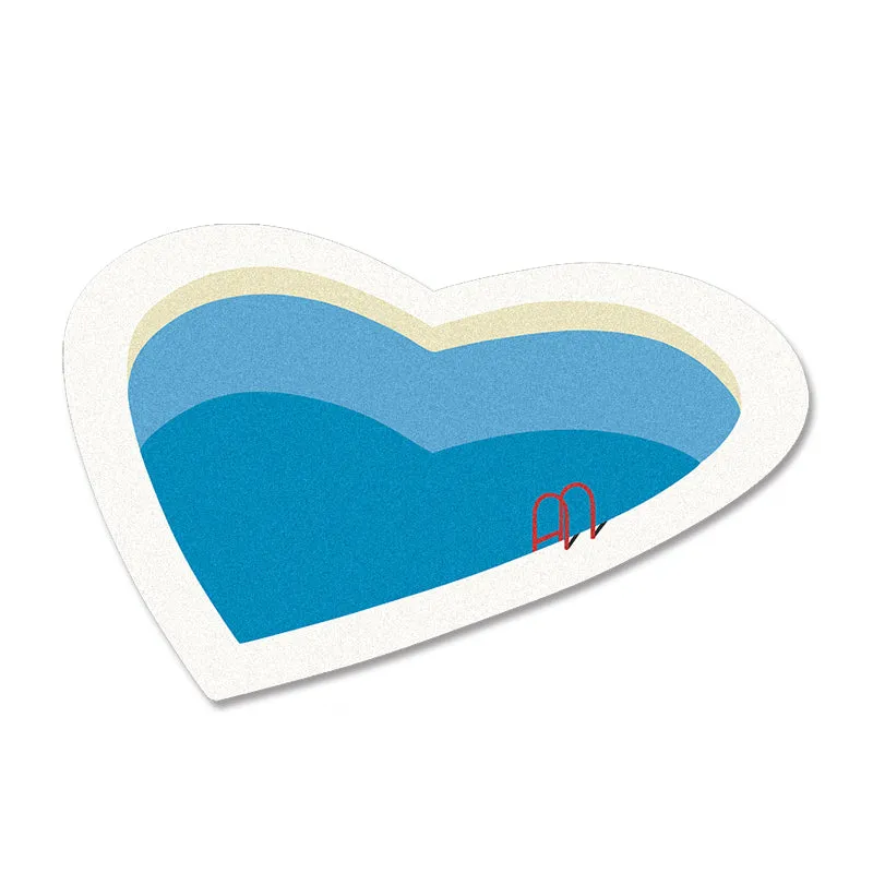 Romantic Heart-shaped Pool Rug Pet Mat