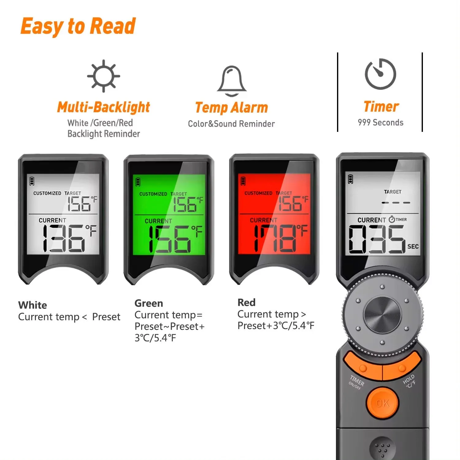 Smart Scrolling Meat Thermometer with Instant Read