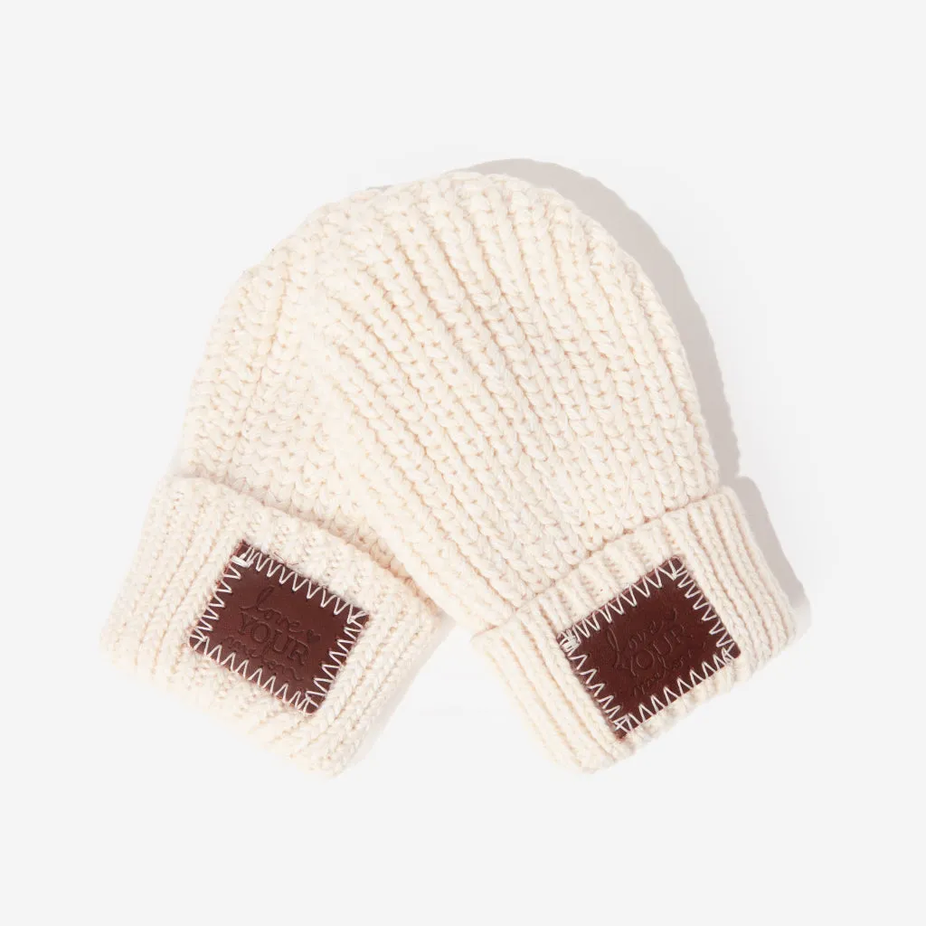 Toddler White Speckled Mittens