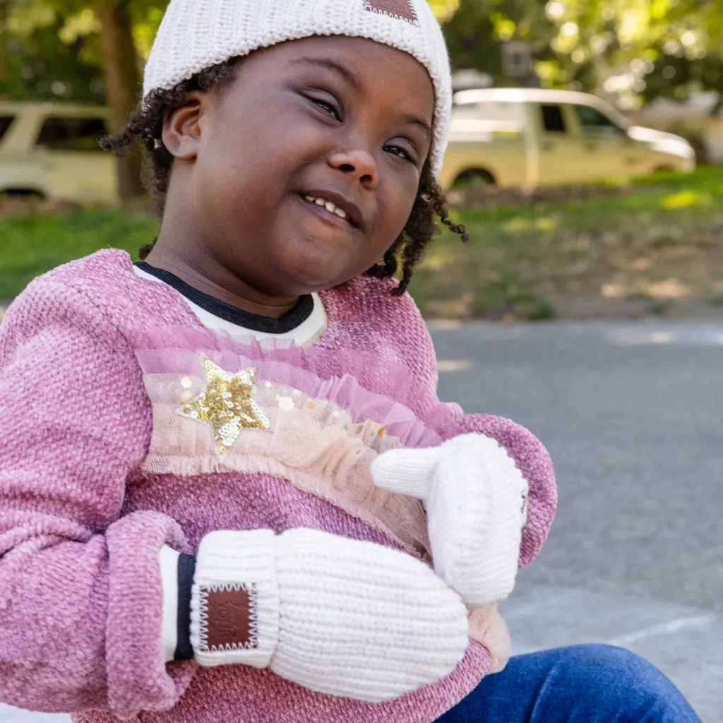 Toddler White Speckled Mittens